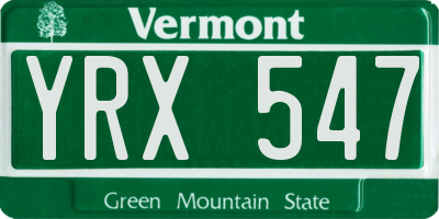 VT license plate YRX547
