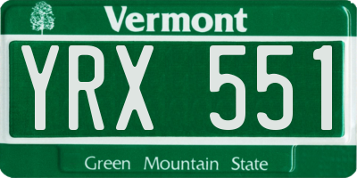 VT license plate YRX551