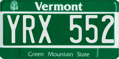 VT license plate YRX552