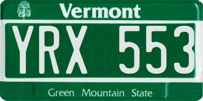 VT license plate YRX553