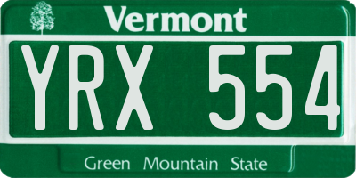 VT license plate YRX554