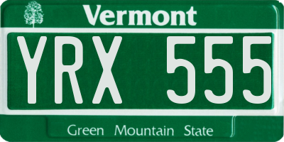VT license plate YRX555