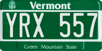 VT license plate YRX557
