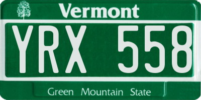 VT license plate YRX558
