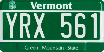 VT license plate YRX561