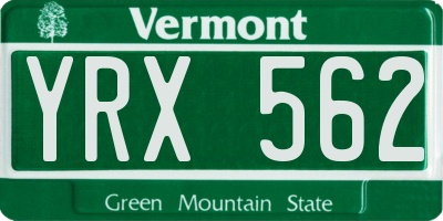 VT license plate YRX562