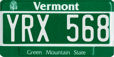 VT license plate YRX568