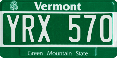 VT license plate YRX570