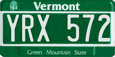VT license plate YRX572