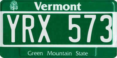VT license plate YRX573