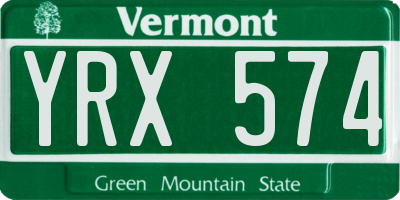 VT license plate YRX574