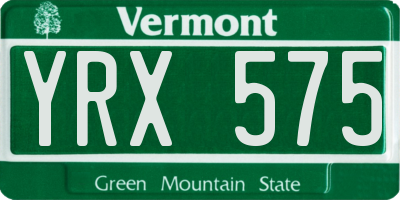 VT license plate YRX575