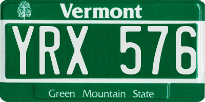 VT license plate YRX576