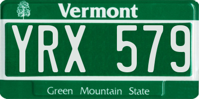 VT license plate YRX579