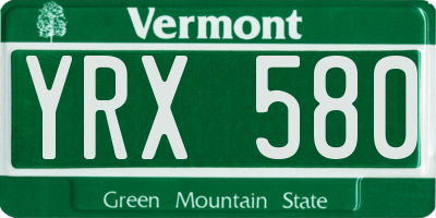 VT license plate YRX580