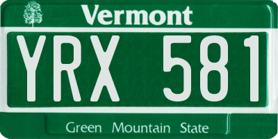 VT license plate YRX581