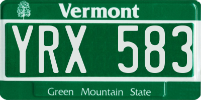 VT license plate YRX583