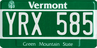 VT license plate YRX585