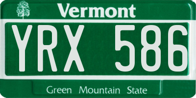 VT license plate YRX586