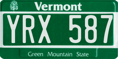 VT license plate YRX587