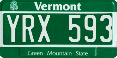 VT license plate YRX593