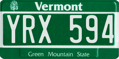 VT license plate YRX594