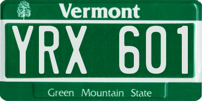 VT license plate YRX601