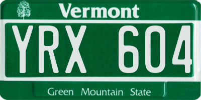VT license plate YRX604