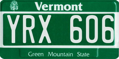 VT license plate YRX606