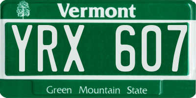 VT license plate YRX607