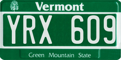 VT license plate YRX609