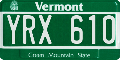 VT license plate YRX610