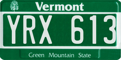 VT license plate YRX613