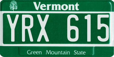 VT license plate YRX615