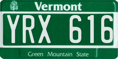 VT license plate YRX616