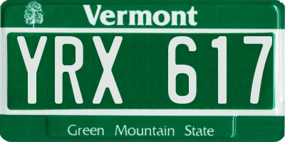 VT license plate YRX617