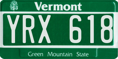 VT license plate YRX618