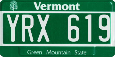 VT license plate YRX619