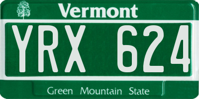 VT license plate YRX624