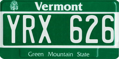 VT license plate YRX626