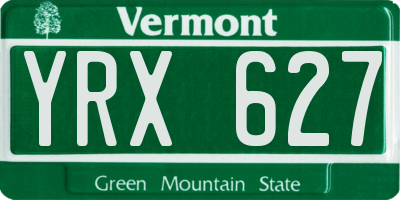VT license plate YRX627