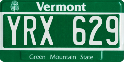 VT license plate YRX629