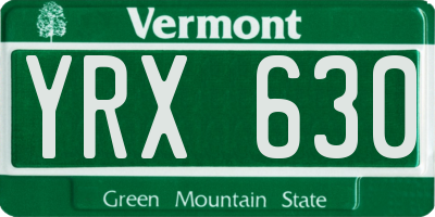 VT license plate YRX630