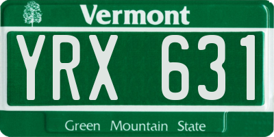 VT license plate YRX631