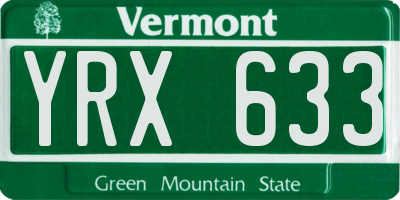 VT license plate YRX633