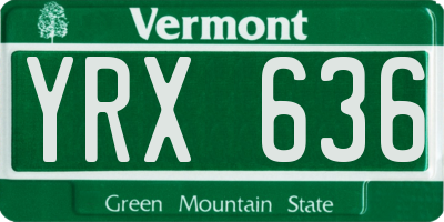 VT license plate YRX636