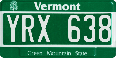 VT license plate YRX638