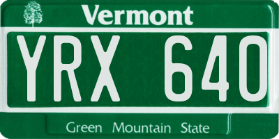 VT license plate YRX640