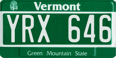 VT license plate YRX646
