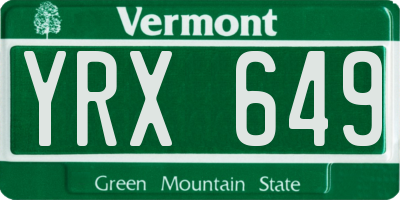 VT license plate YRX649